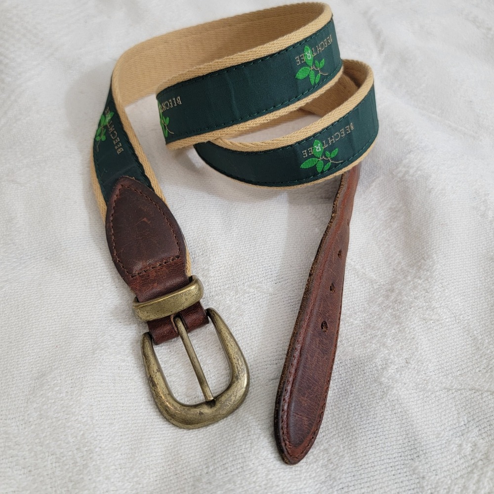 YRI Belt Beechtree Golf Club Logo Aberdeen MD Canvas Leather Brass Buckle sz 40